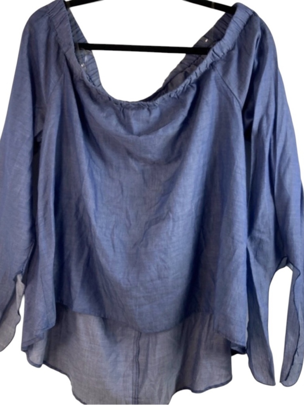 Truth  NYC X-large denim color, off shoulder top ,open back Tie’s at wrist